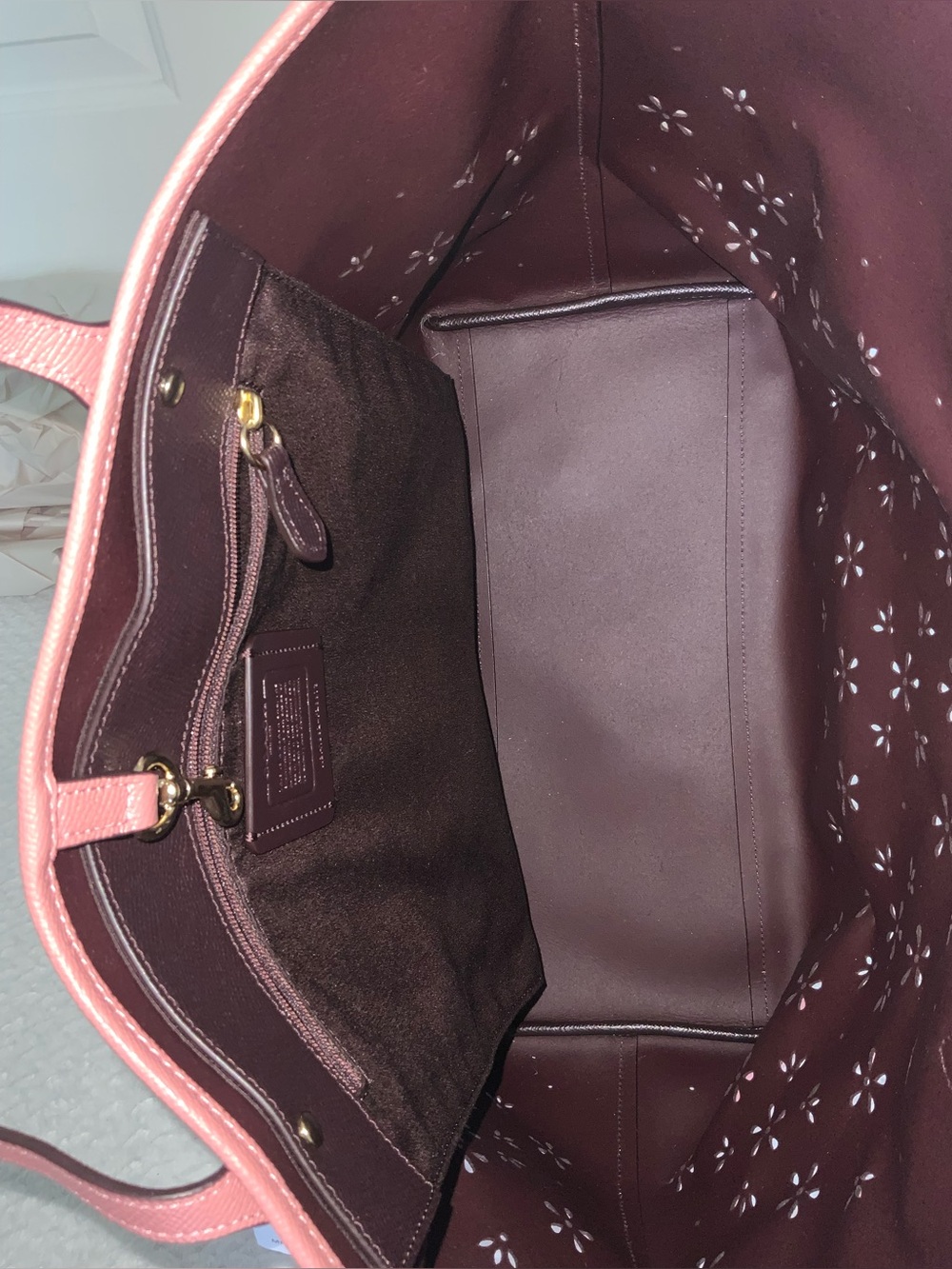 Coach Floral Perforated Leather Tote bag - Picture 7 of 14